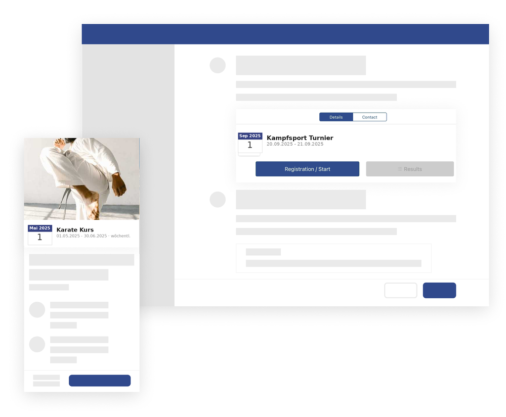 Kampfsport Dojo Kursverwaltung App – Trainingsplan mit Kursbuchung und Gürtelprüfungen